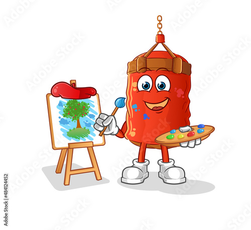 punching bag artist mascot. cartoon vector