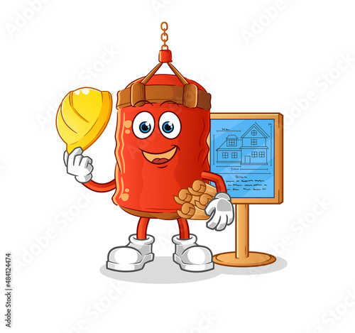 punching bag Architect illustration. character vector