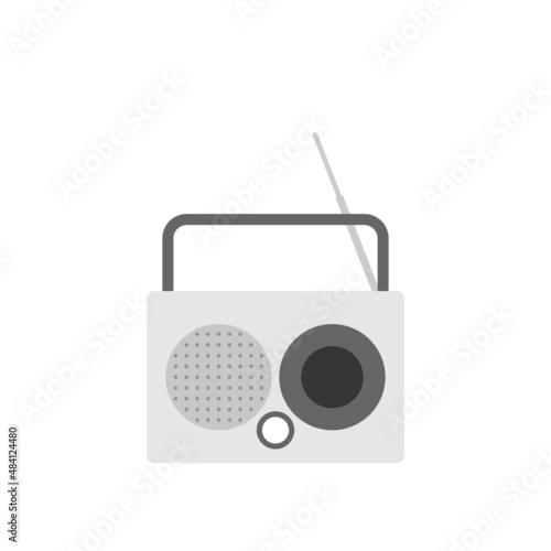 illustration of a portable radio. media for listening to music, sound, messages, and information. technology used to transmit signals by means of modulation and electromagnetic radiation. flat cartoon