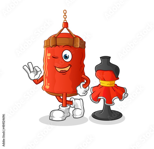 punching bag fashion designer vector. cartoon character