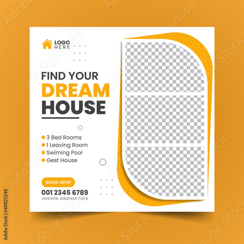 Real Estate Property house Social Media Post Banner Squire Flyer Premium Template Design