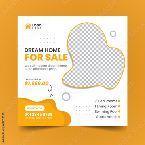 Real Estate Property house Social Media Post Banner Squire Flyer Premium Template Design