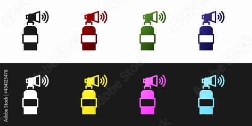 Set Air horn icon isolated on black and white background. Sport fans or citizens against government and corruption. Vector