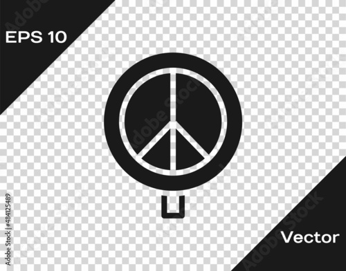 Black Peace icon isolated on transparent background. Hippie symbol of peace. Vector
