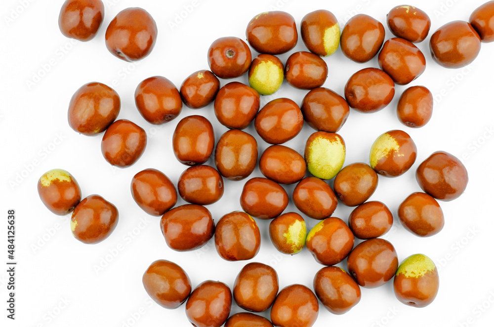Ripe juicy jojoba fruit on white background Ripe juicy jojoba fruit on white background
