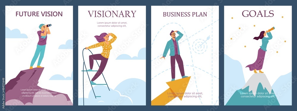 Visionary business people set goals for future, build career, choose ...