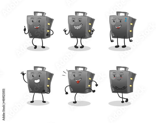 briefcase happy set character. cartoon mascot vector