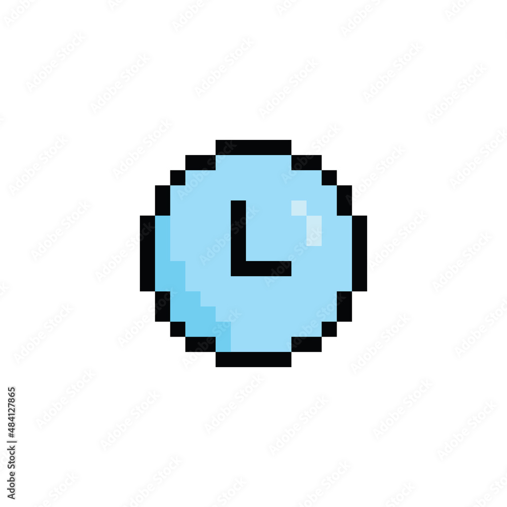 Obraz premium pixel art clock vector icon pixel element for 8 bit game