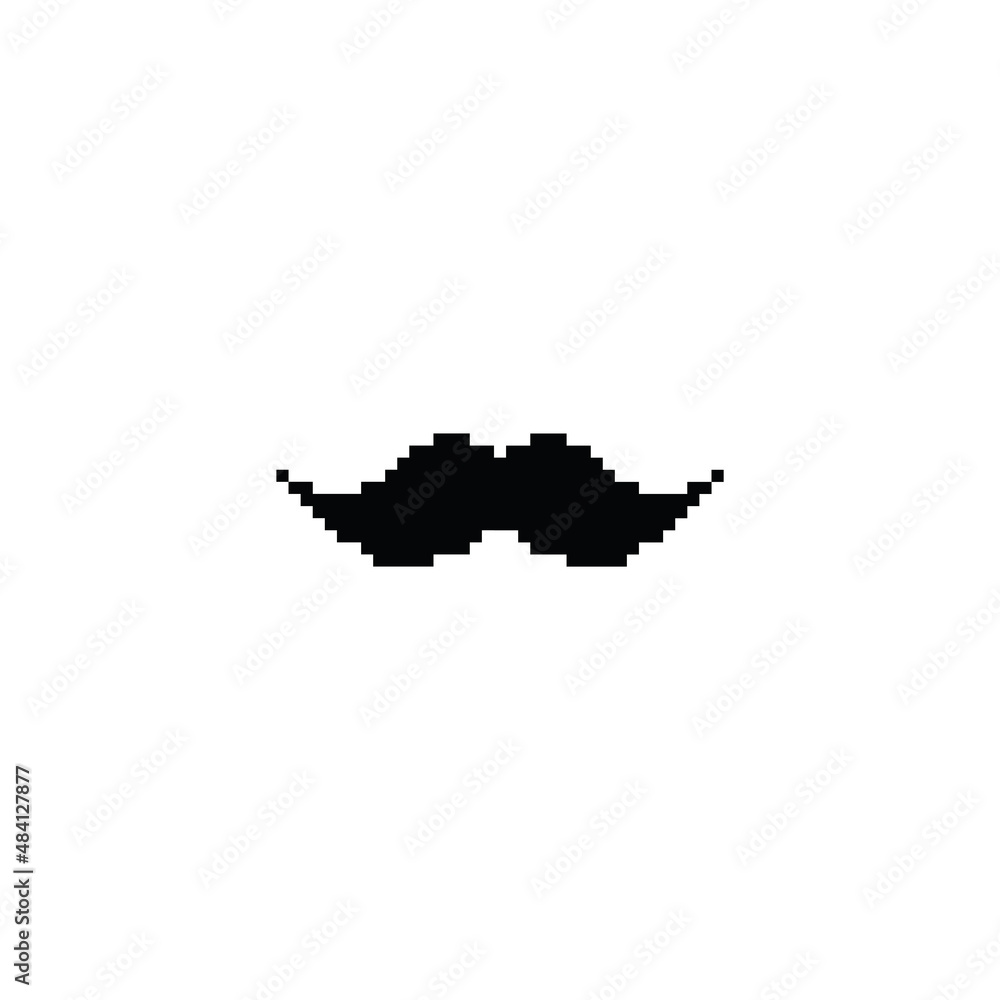 pixel art mustache vector  icon pixel element for 8 bit game