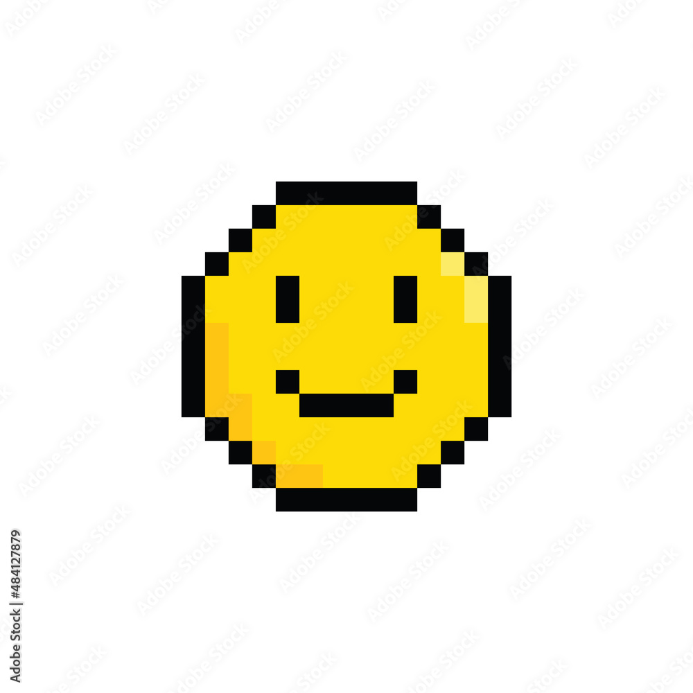 Fototapeta premium pixel art smile icon vector game 8 bit pixel Emoticon icon