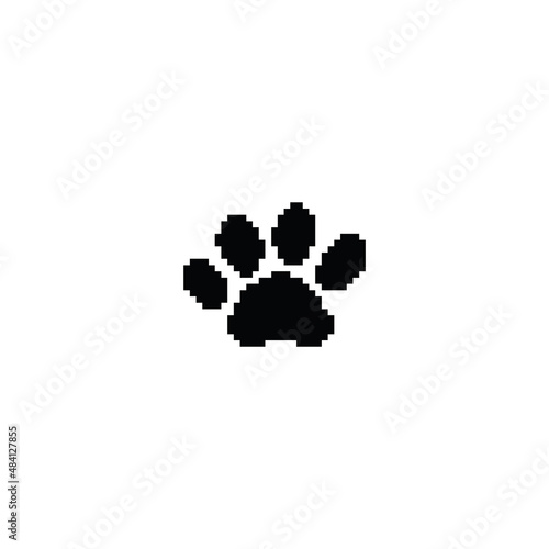pixel art paw  vector  icon pixel cat or dog paw element for 8 bit game