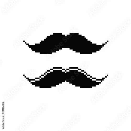 pixel art mustache vector  icon pixel element for 8 bit game
