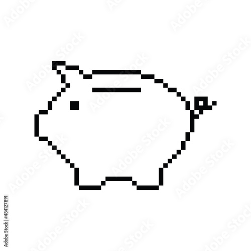 pixel art Pig Money bank vector game 8 bit icon Piggy bank - saving money © veronchick84