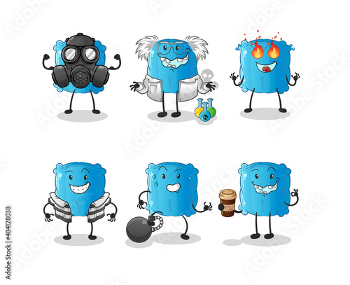pillow villain group character. cartoon mascot vector