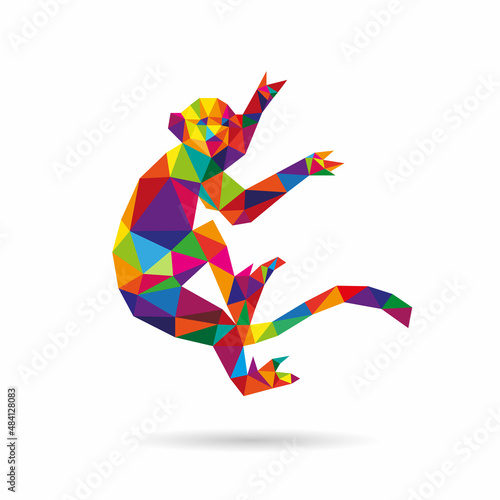 Monkey abstract triangle design concept element isolated on a white backgrounds, vector illustration