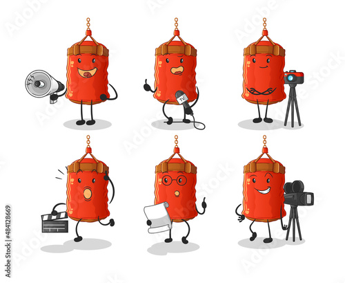 punching bag entertainment group character. cartoon mascot vector