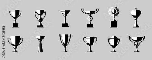 Vector winner cup. Trophy icon set flat style