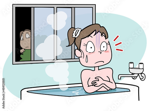 犯罪行為-女性のお風呂を覗き見る