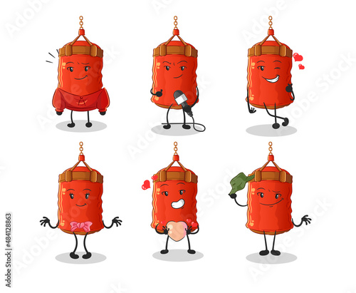 punching bag korean culture group character. mascot vector