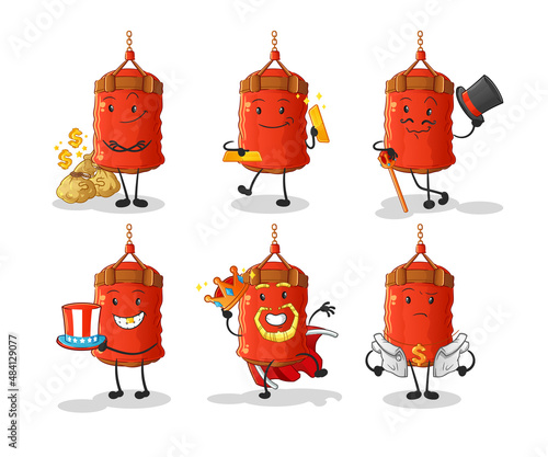 punching bag rich character. cartoon mascot vector