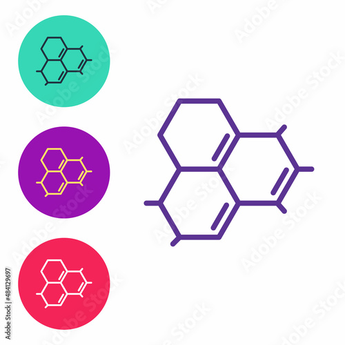 Set line Molecule oil icon isolated on white background. Structure of molecules in chemistry. Set icons colorful. Vector