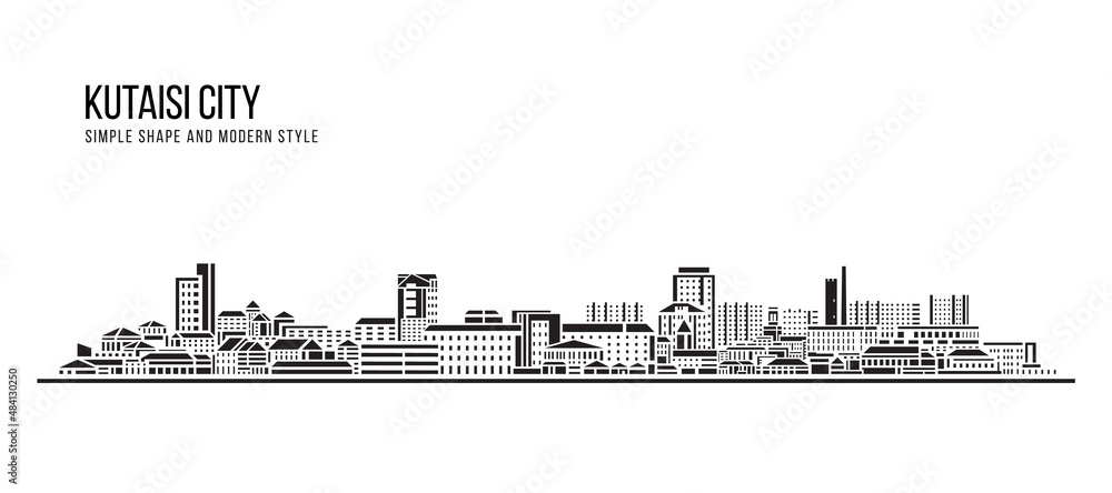 Cityscape Building Abstract Simple shape and modern style art Vector design - Kutaisi city