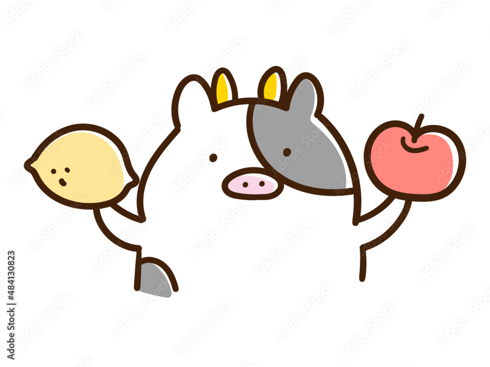 果物を持つかわいいうしのキャラクターの手書き風イラスト Stock Vector Adobe Stock 果物を持つかわいいうしのキャラクターの手書き風イラスト Stock Vector Adobe Stock