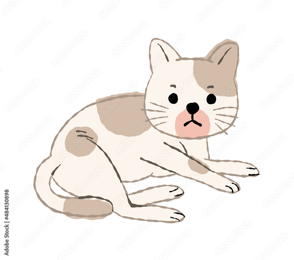 cute cat laying down stock illustration