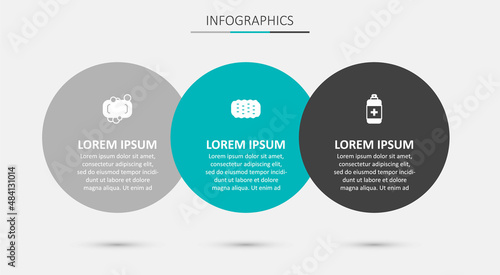 Set Sponge, Bar of soap and Antibacterial. Business infographic template. Vector