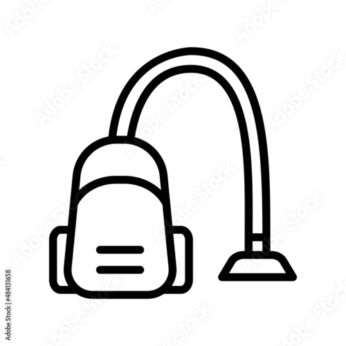 Vacuum cleaner flat line icon. Outline sign for mobile concept and web design, store