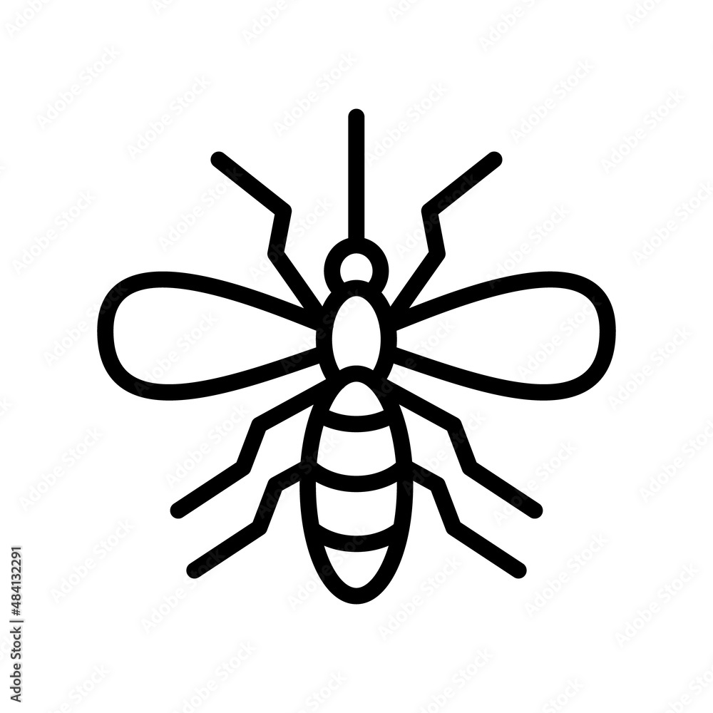 Mosquito flat line icon. Insect control vector symbol, mosquito repellent, protection. Outline sign for mobile concept and web design, store Mosquito flat line icon. Insect control vector symbol, mosquito repellent, protection. Outline sign for mobile concept and web design, store