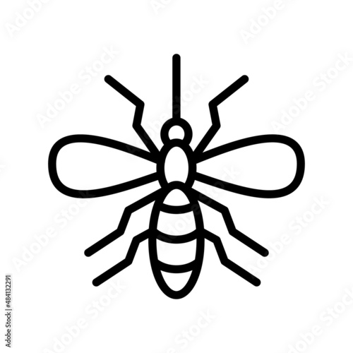Mosquito flat line icon. Insect control vector symbol, mosquito repellent, protection. Outline sign for mobile concept and web design, store © Kasya_2k