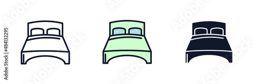 double bed icon symbol template for graphic and web design collection logo vector illustration