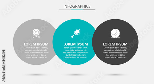 Set Tennis racket with ball, Target sport and Baseball. Business infographic template. Vector