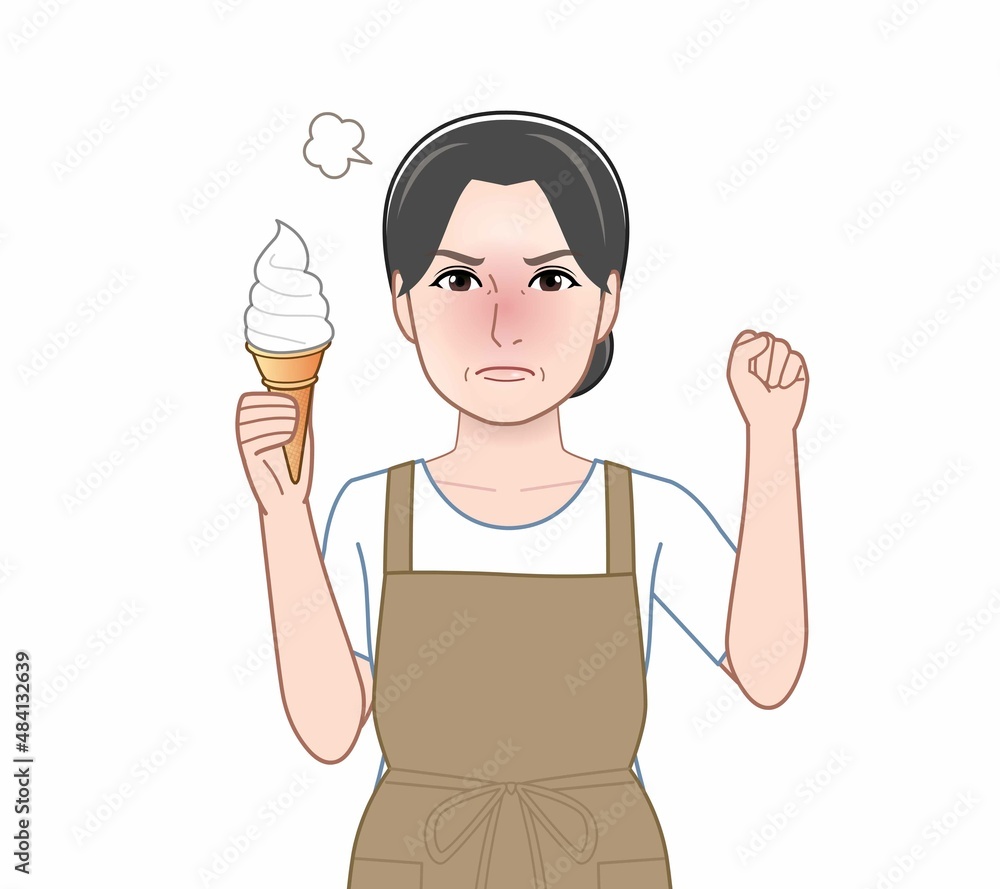 ソフトクリームアイスをもつ女性 ソフトクリームアイスをもつ女性
