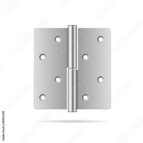 Realistic Detailed 3d Silver Door Hinge. Vector