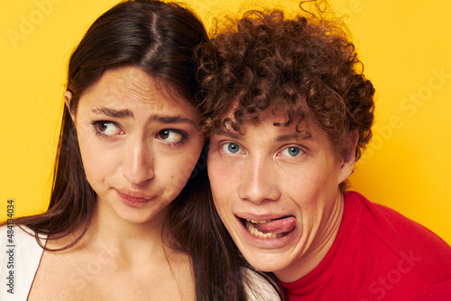 cute young couple together posing emotions close-up Lifestyle unaltered