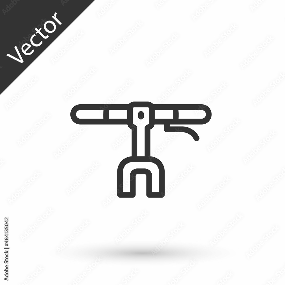 Grey line Bicycle handlebar icon isolated on white background. Vector Grey line Bicycle handlebar icon isolated on white background. Vector