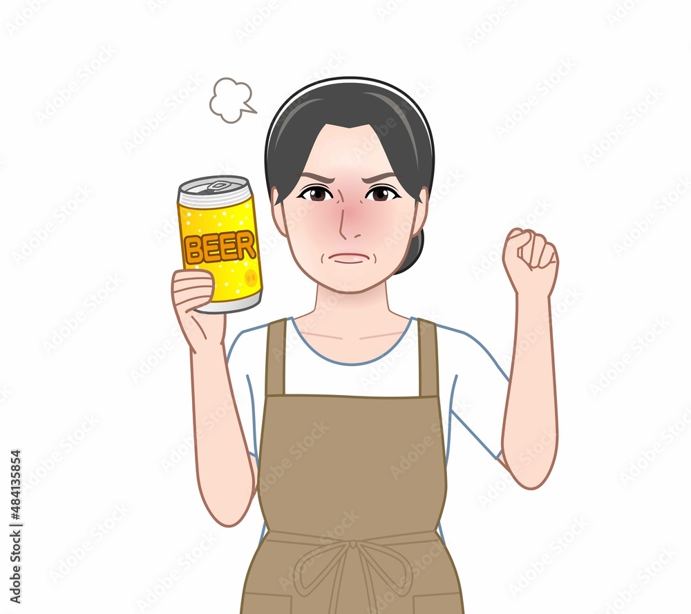 缶ビールを持った女性