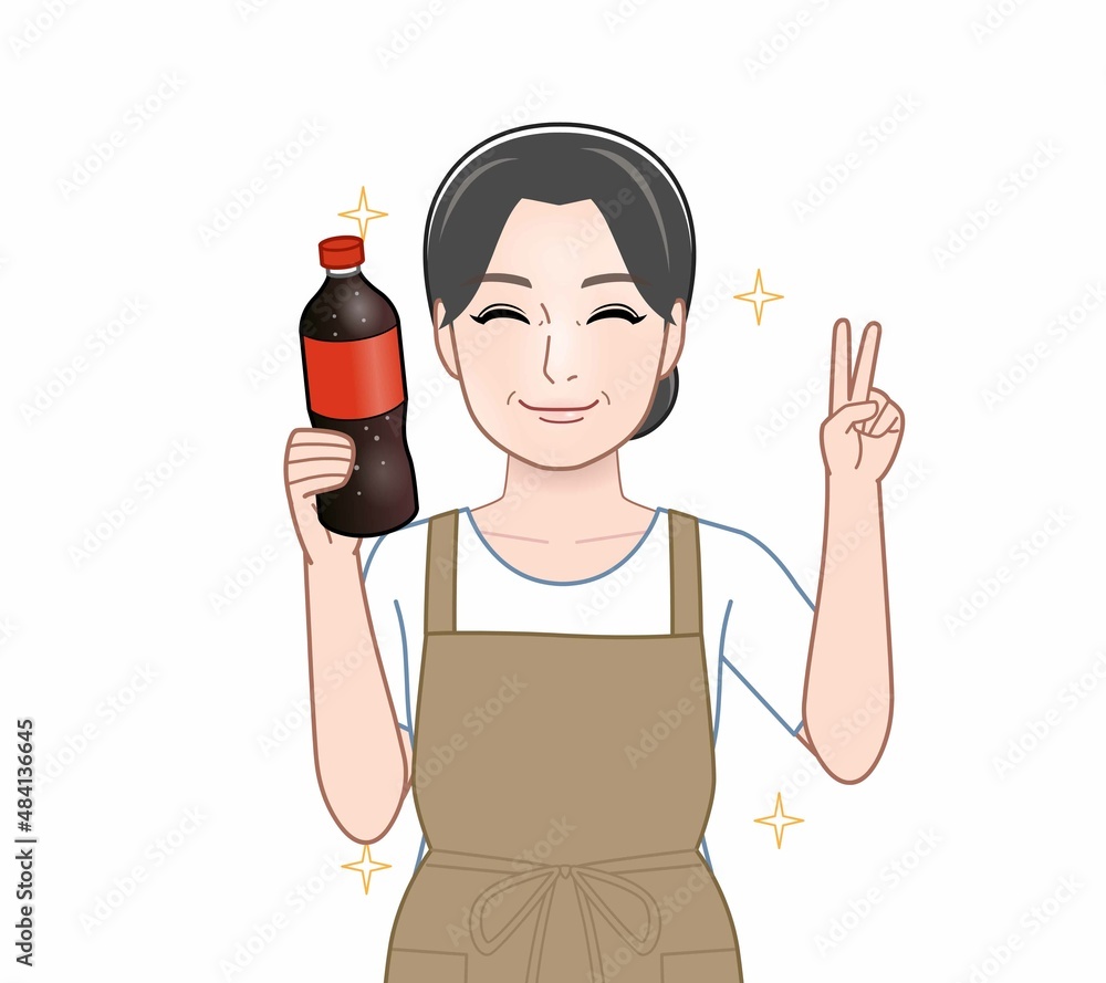 コーラを持った女性