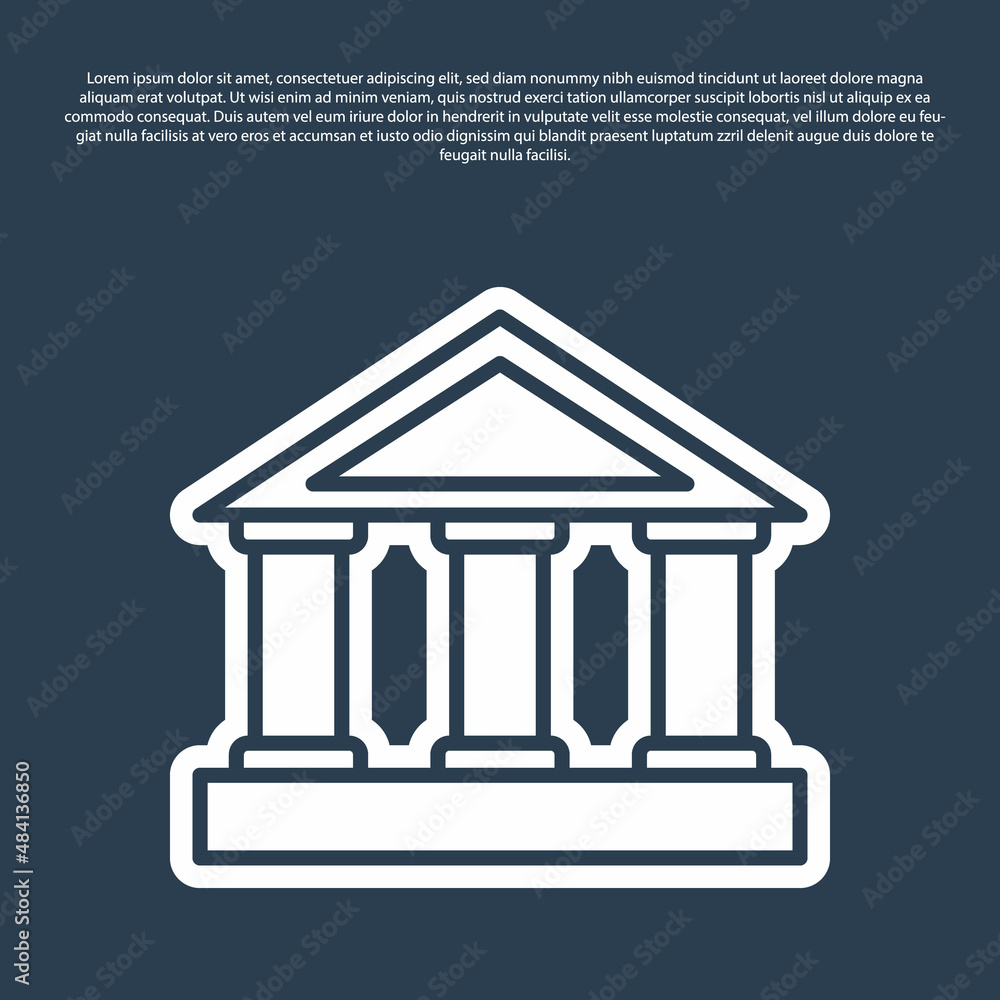 Blue line Bank building icon isolated on blue background. Vector Blue line Bank building icon isolated on blue background. Vector