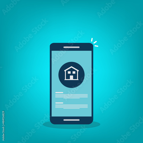 Free Download Home, house info notification on mobile phone. Digital app on smartphone device, rent or sell application or smart house notice. - GFXLoad