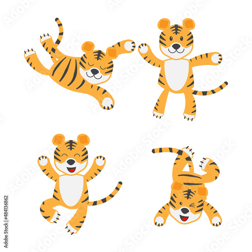 Cute little tiger characters set.