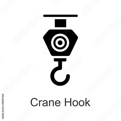 Crane Hook vector Solid Icon Design illustration. Home Improvements Symbol on White background EPS 10 File