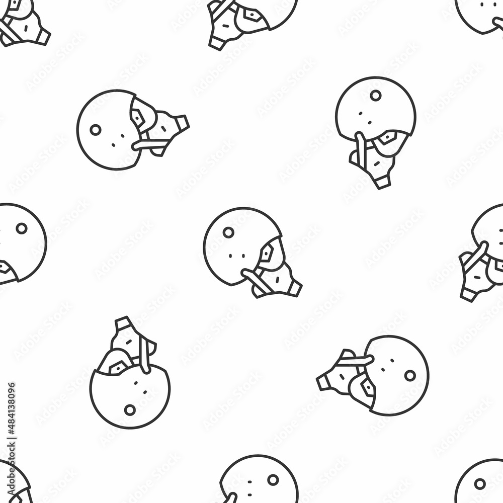 Fototapeta premium Grey line Modern pilot helmet icon isolated seamless pattern on white background. Vector