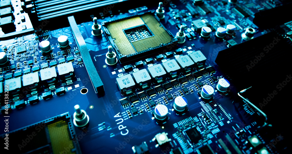 Fototapeta premium electronic circuit board with processor