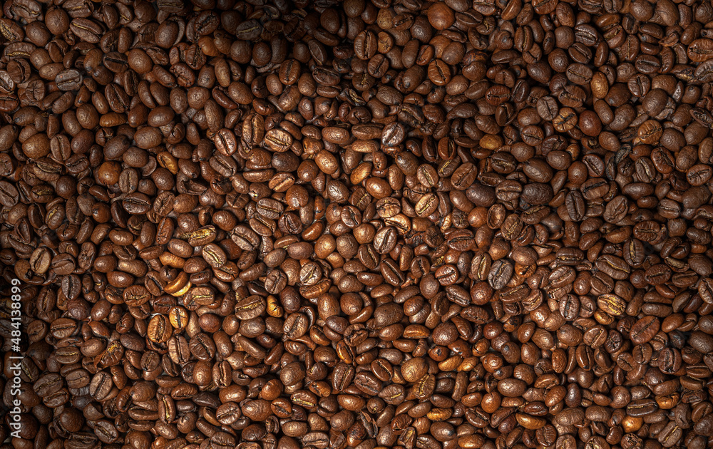 Roasted natural coffee beans and soft lighting Roasted natural coffee beans and soft lighting