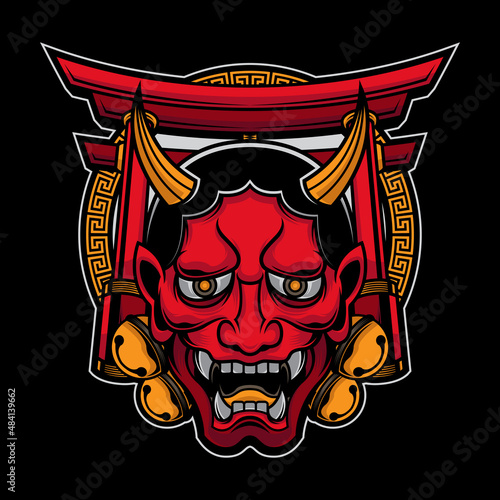 hanya red mask mascot logo