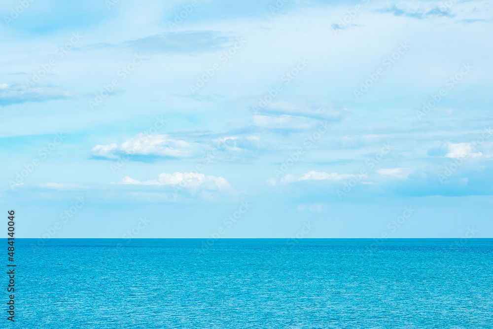 beautiful ocean and blue sky background. Relaxing, summer,  travel, holiday and vacation concept