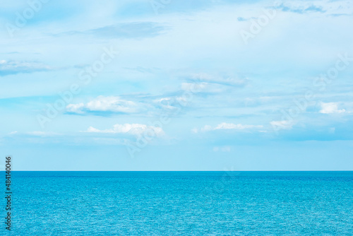 beautiful ocean and blue sky background. Relaxing, summer, travel, holiday and vacation concept